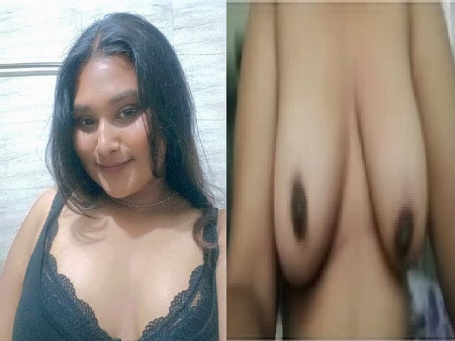 Chubby girl naked boobs show to lover viral selfie